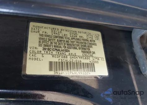 2010 Nissan Versa 1.8Sl из США, поврежденный, VIN 3N1BC1CP6AL441024